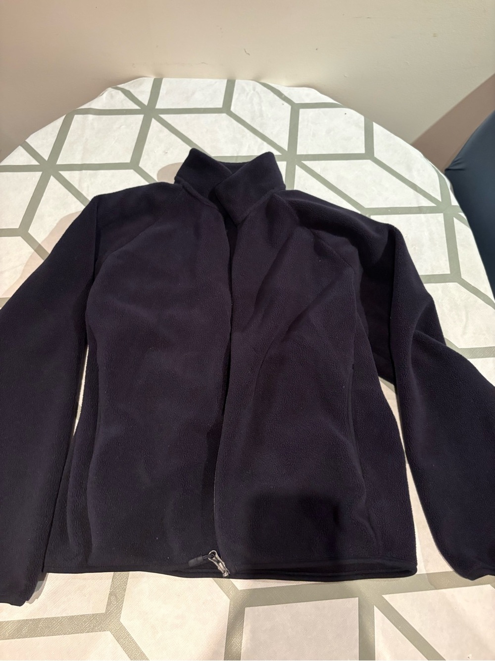 Women's Navy Fleece Jacket - Classic Zip-Front